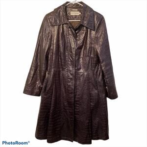 Hilary Radley Womens Rain Coat Trench Jacket Croc Embossed Removable Lining S